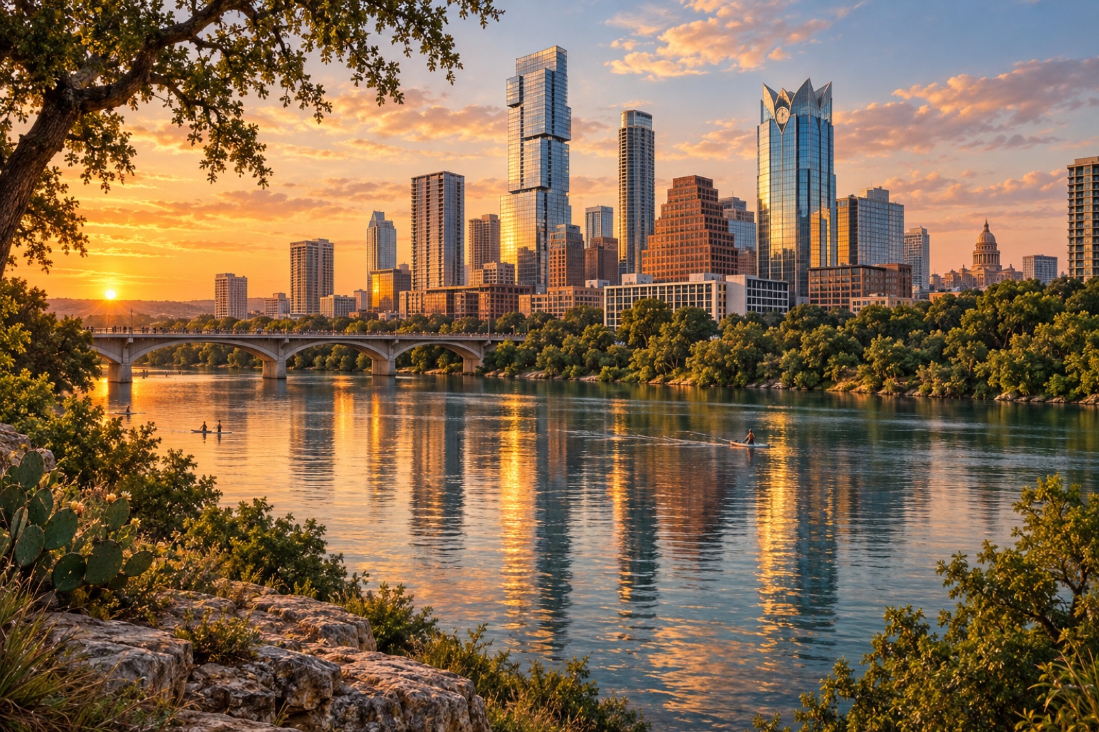 Austin — skyline editorial illustration from the Way4i city guide