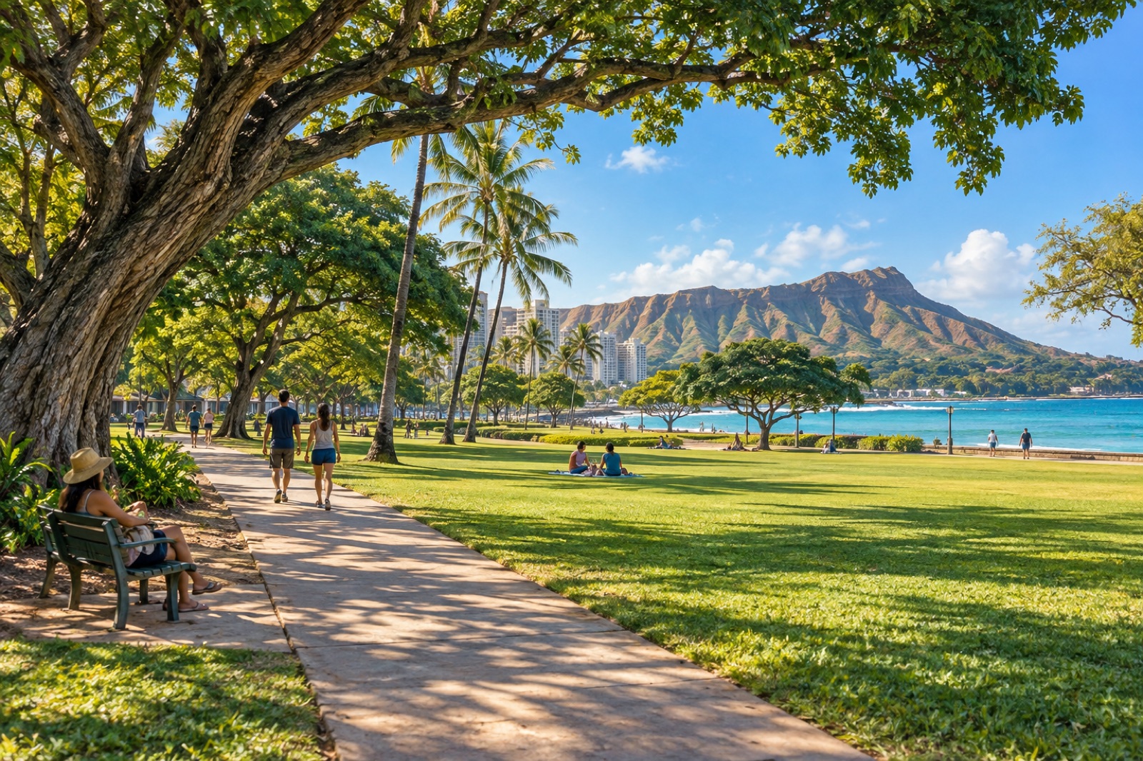 Honolulu — park editorial illustration from the Way4i city guide
