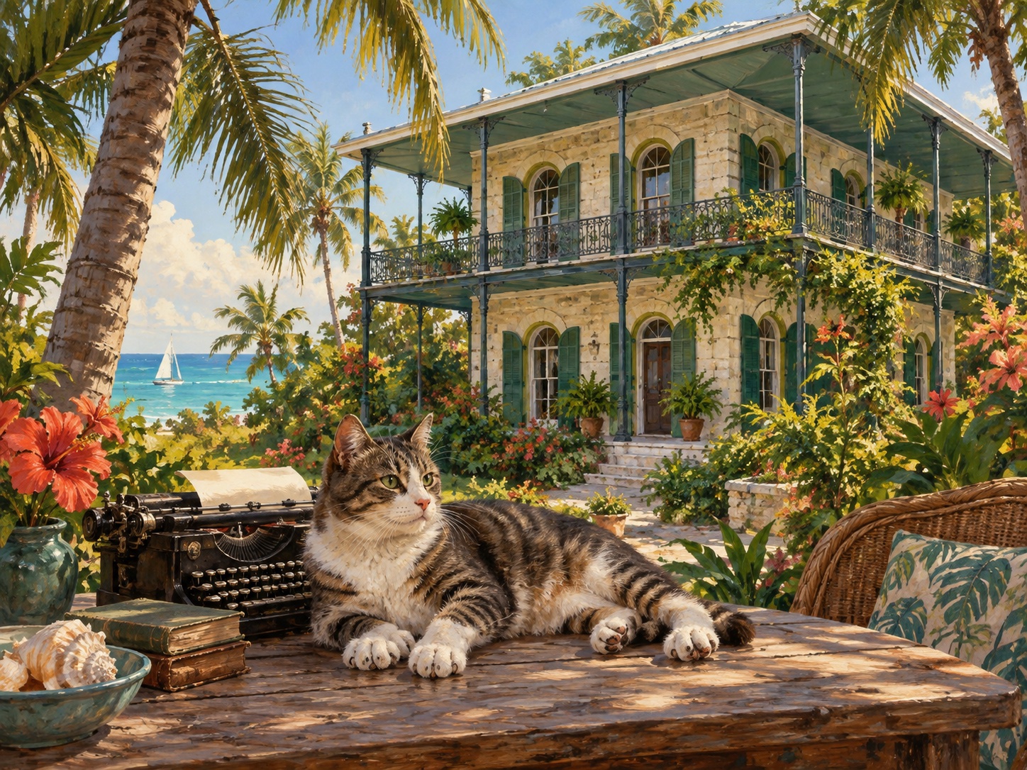 Illustration inspired by the Hemingway Home and its tropical garden.