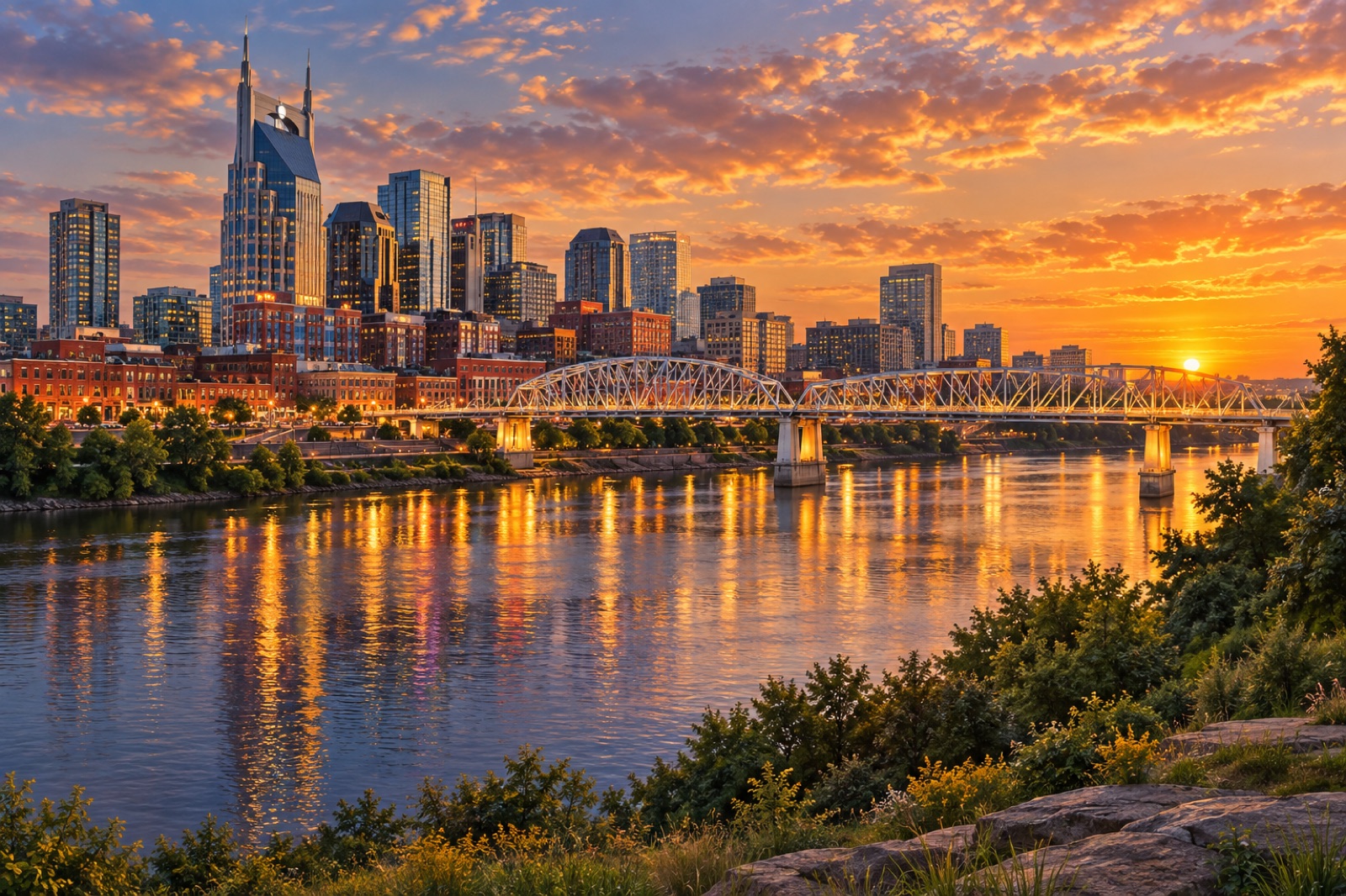 Nashville — skyline editorial illustration from the Way4i city guide