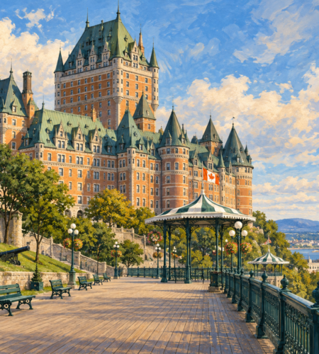 Editorial illustration of Château Frontenac in Québec City