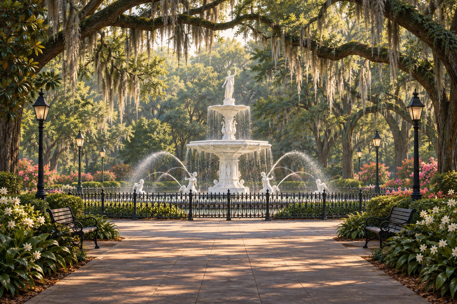 Savannah — park editorial illustration from the Way4i city guide