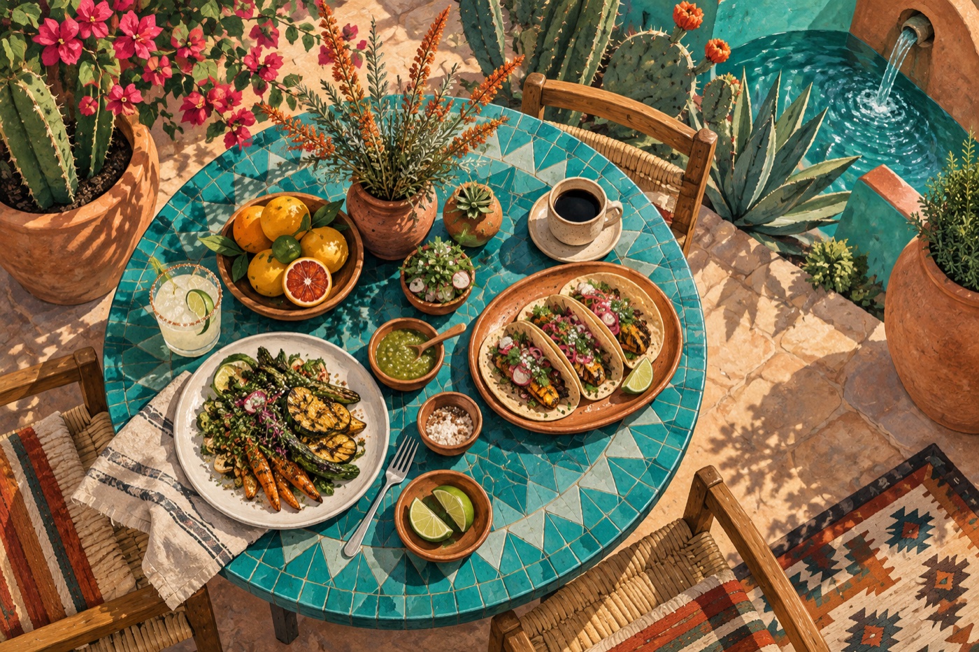 A colourful Scottsdale courtyard table