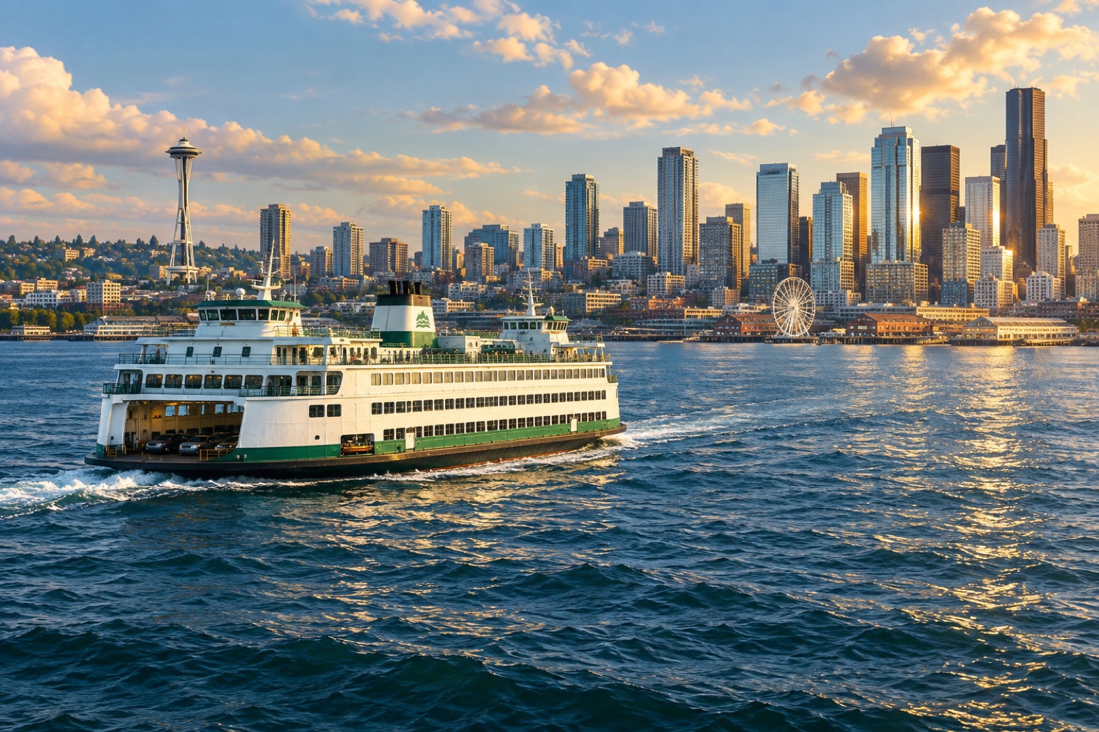 Seattle — ferry editorial illustration from the Way4i city guide