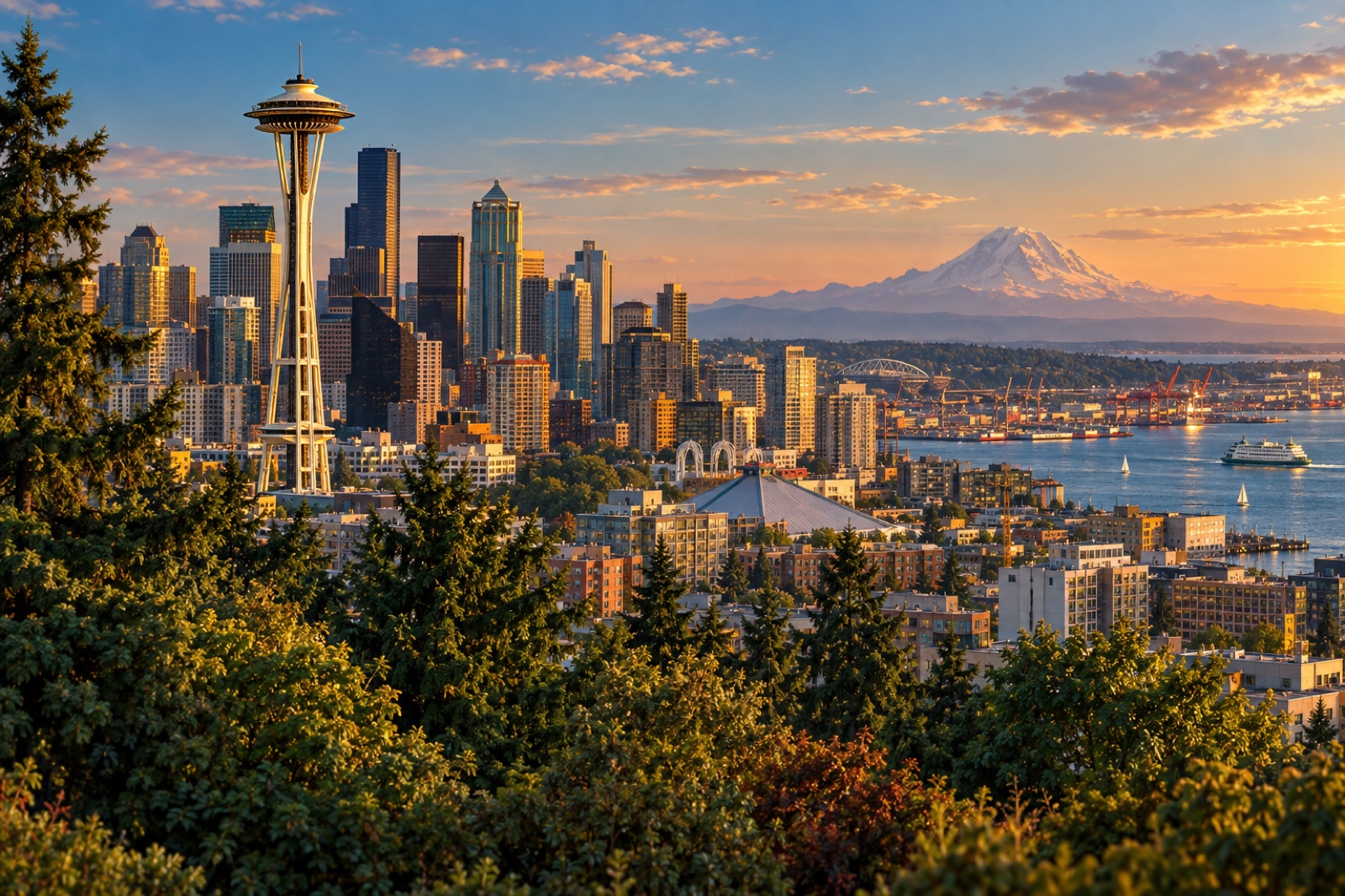 Seattle — skyline editorial illustration from the Way4i city guide
